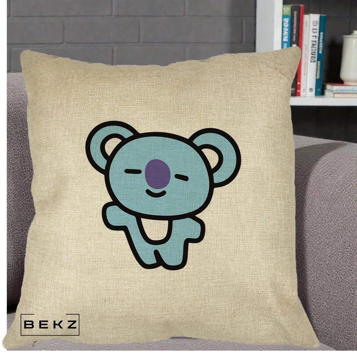 Perna Decorativa BT21 Koya Kawaii, 40x40 cm, Crem, Husa Detasabila, Perna, BEKZ®