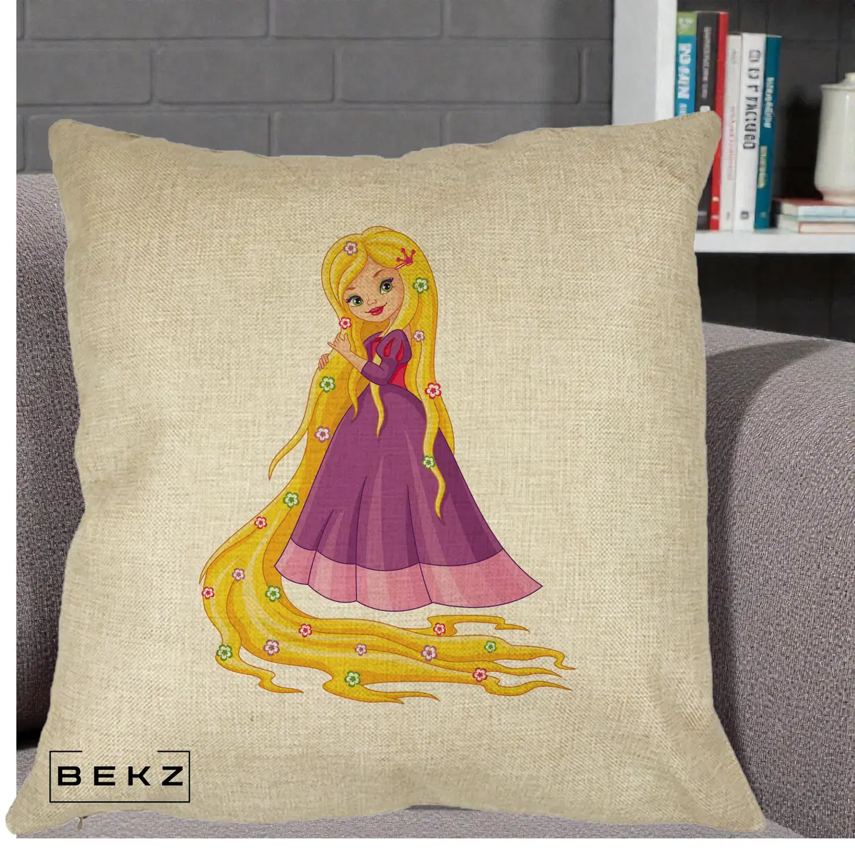 Perna Decorativa Rapunzel Par Lung Floral, 40x40 cm, Crem, Husa Detasabila, Perna, BEKZ®