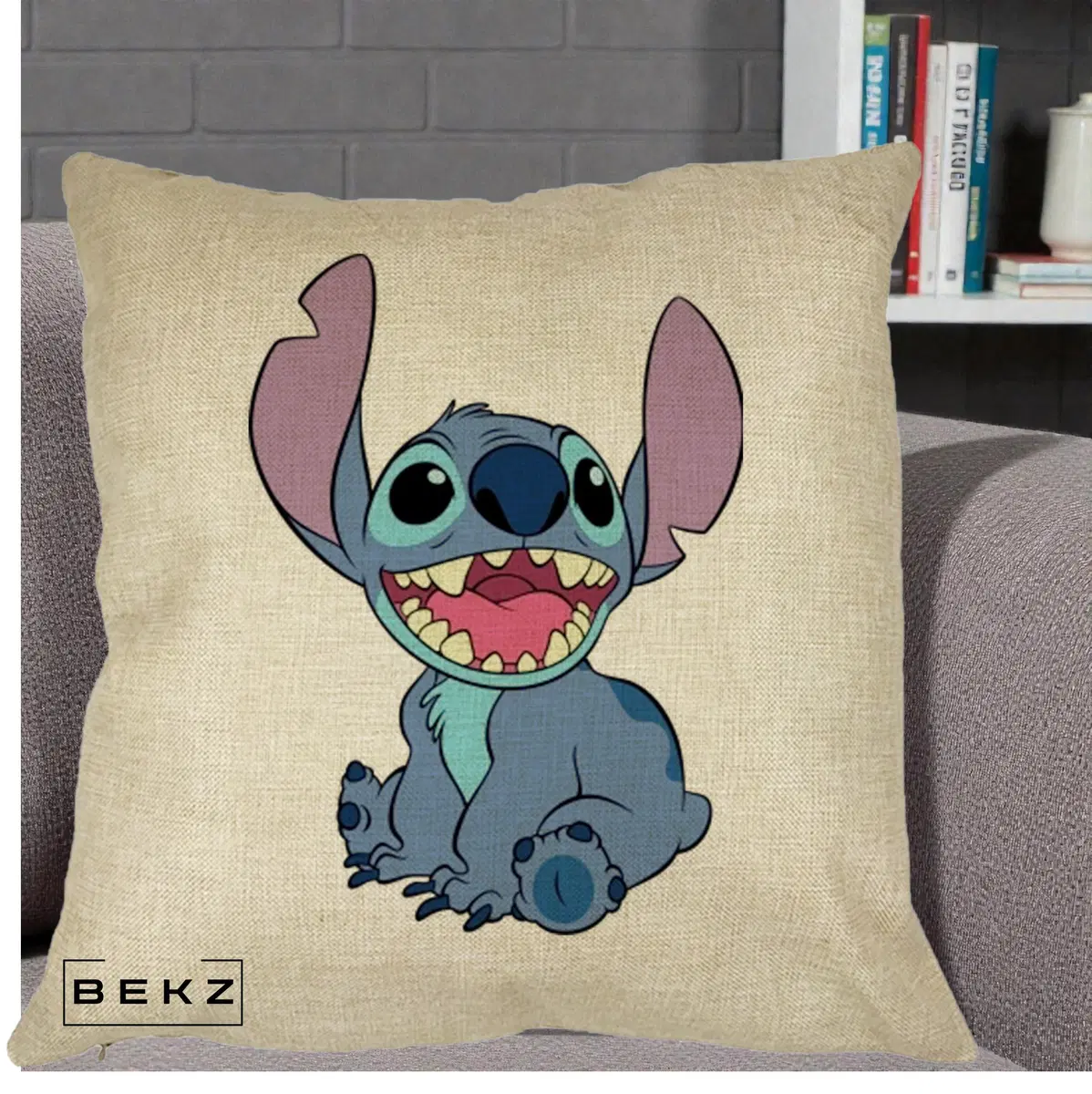 Perna Decorativa Stitch Zambitor, 40x40 cm, Crem, Husa Detasabila, Perna, BEKZ®
