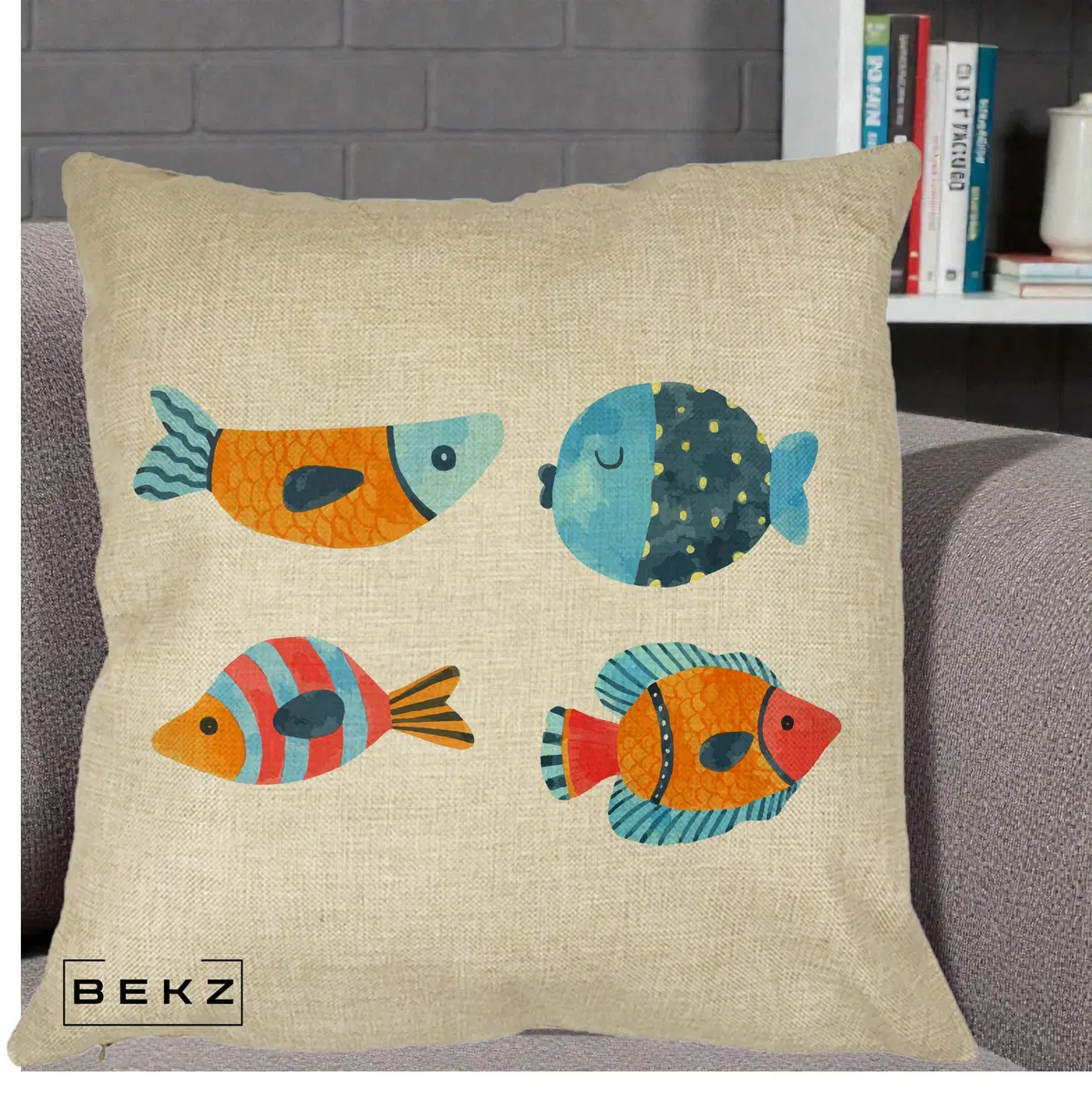 Perna Decorativa Pesti Acuarela, 40x40 cm, Crem, Husa Detasabila, Perna, BEKZ®