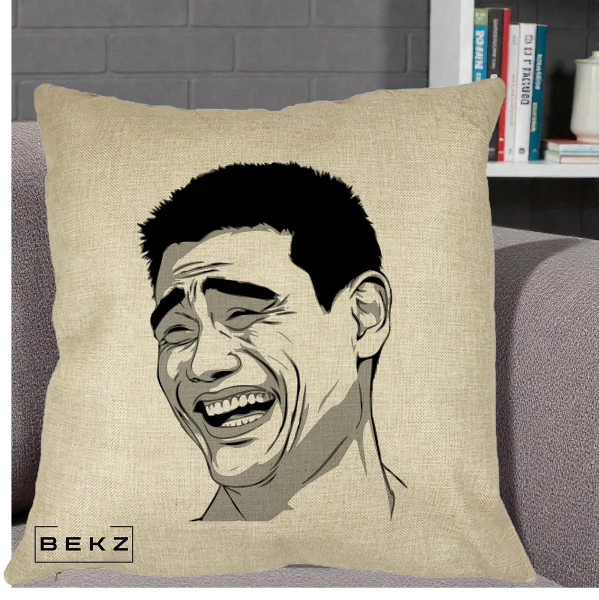 Perna Decorativa Yao Ming Meme, 40x40 cm, Crem, Husa Detasabila, Perna, BEKZ®