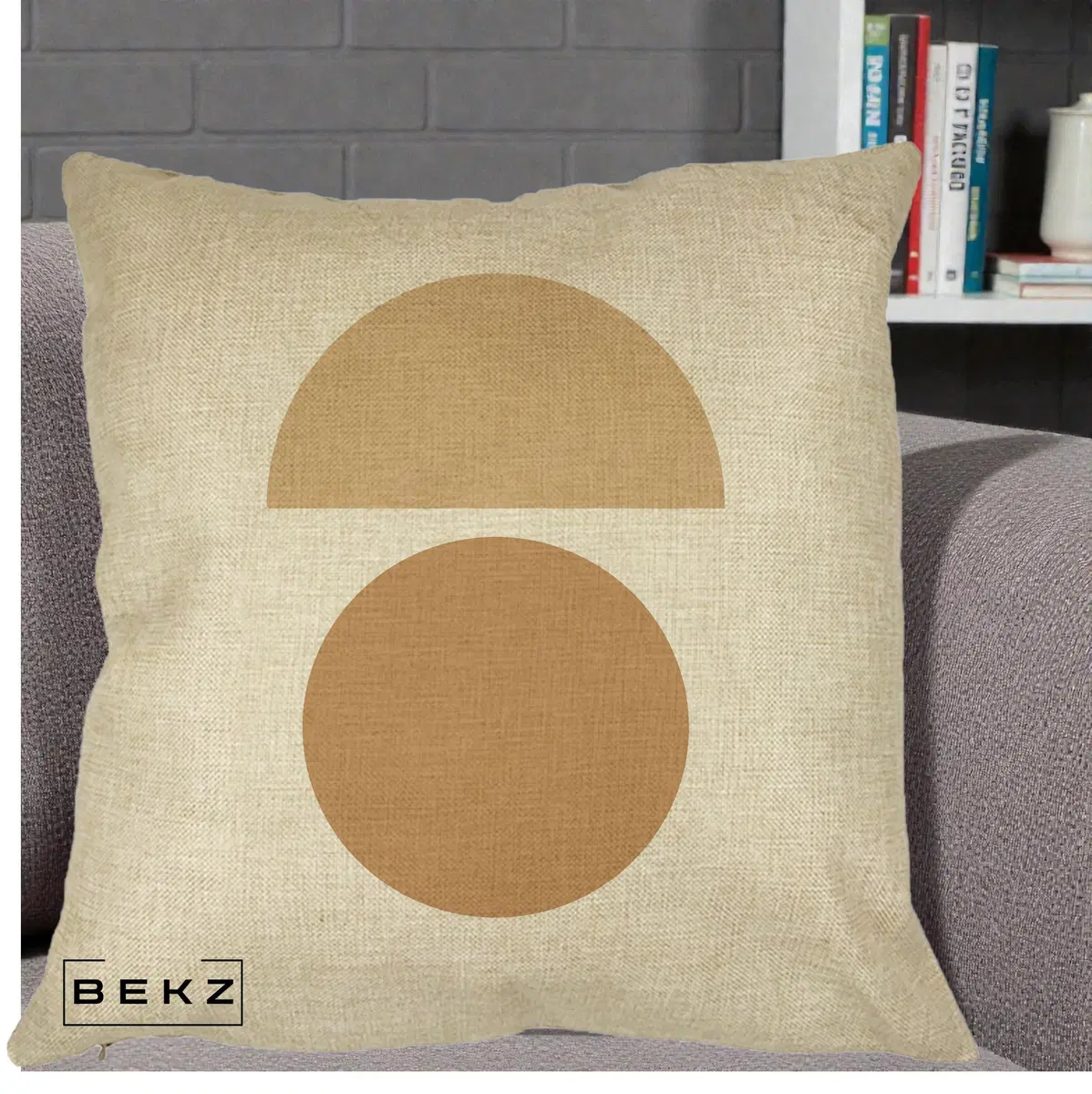 Perna Decorativa Geometric Minimalist Auriu, 40x40 cm, Crem, Husa Detasabila, Perna, BEKZ®