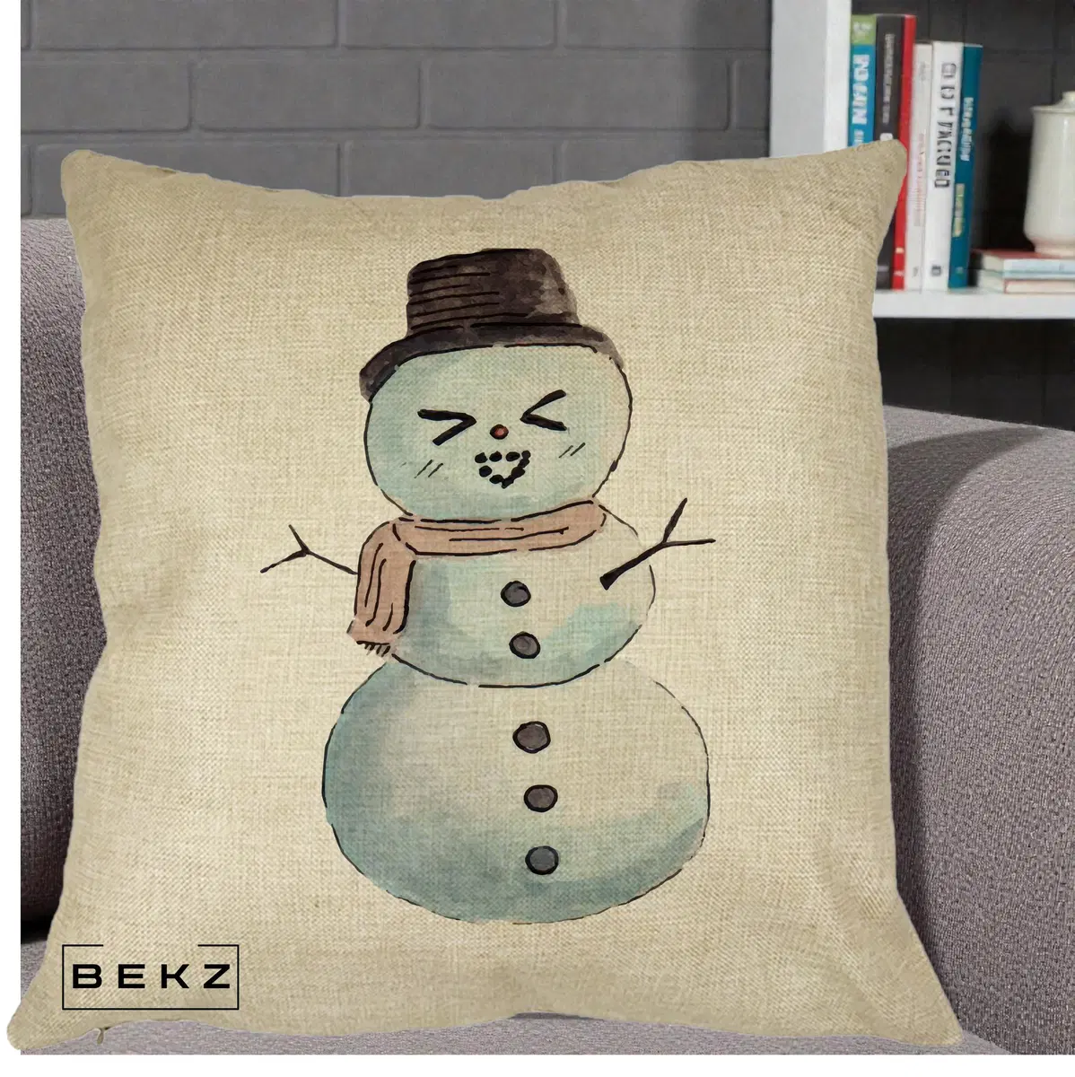Perna Decorativa Om de Zapada Kawaii Haios, 40x40 cm, Crem, Husa Detasabila, Perna, BEKZ®