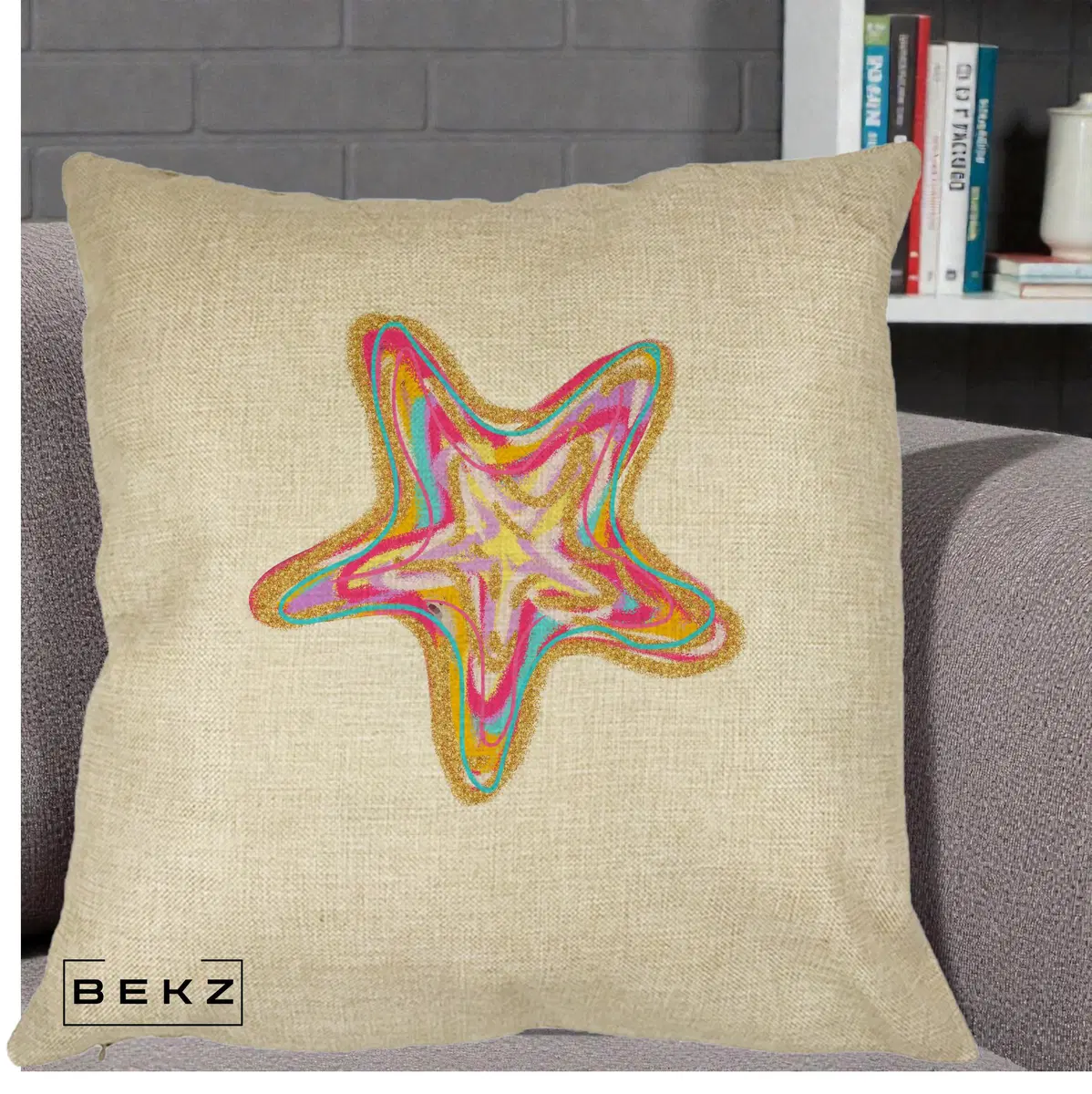 Perna Decorativa Summer Vibes Colorata, 40x40 cm, Crem, Husa Detasabila, Perna, BEKZ®
