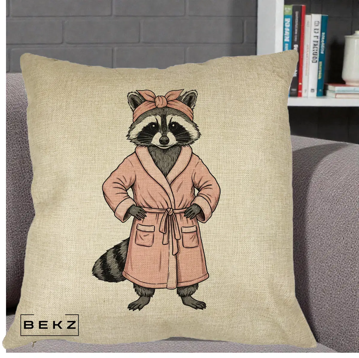 Perna Decorativa Albinuta Kawaii Vesela, 40x40 cm, Crem, Husa Detasabila, Perna, BEKZ®
