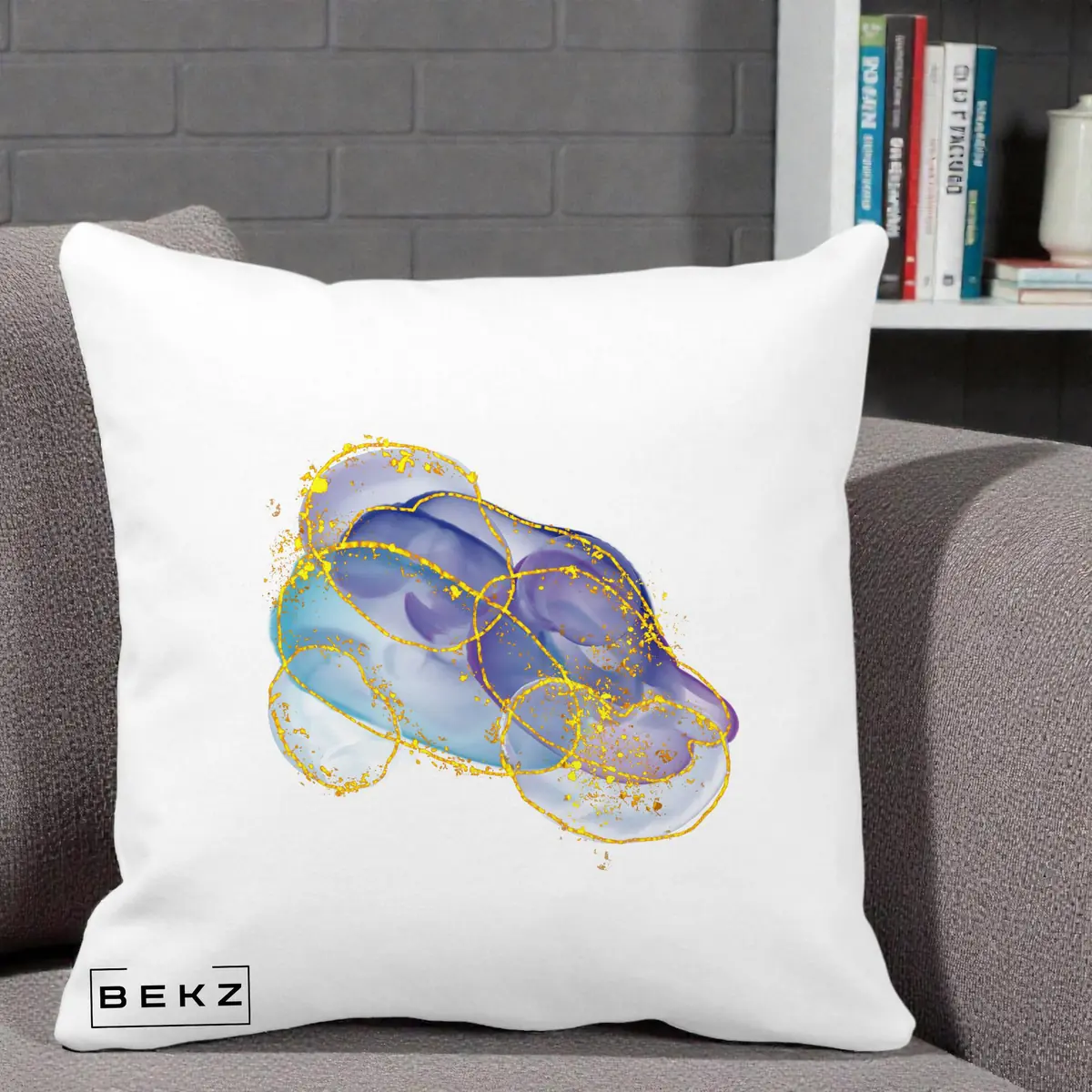 Perna Decorativa Boho Sun cu Triunghiuri Bej si Oval Solar, 40x40 cm, Alba Mata, Husa Detasabila, Perna, BEKZ®