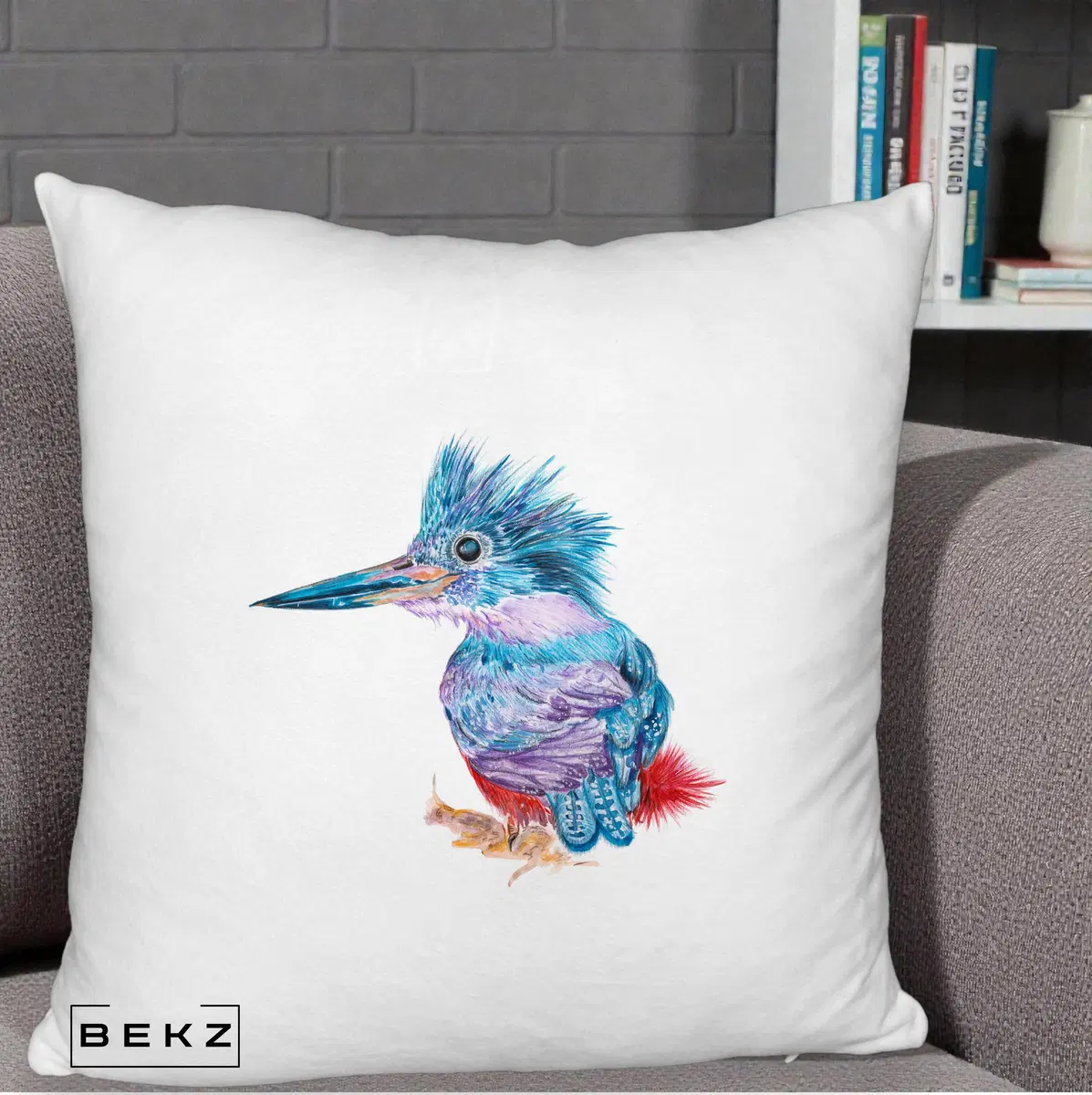 Perna Decorativa Copacul Vietii Teal cu Radacini, 40x40 cm, Alb Pufos, Husa Detasabila, Perna, BEKZ®