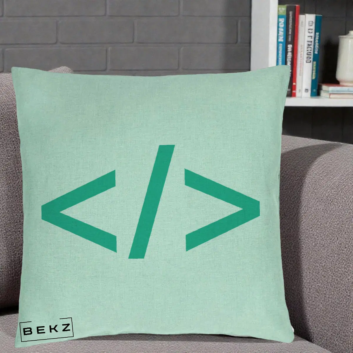 Perna Decorativa Cod HTML Turcoaz, 40x40 cm, Verde Menta, Husa Detasabila, Perna, BEKZ®