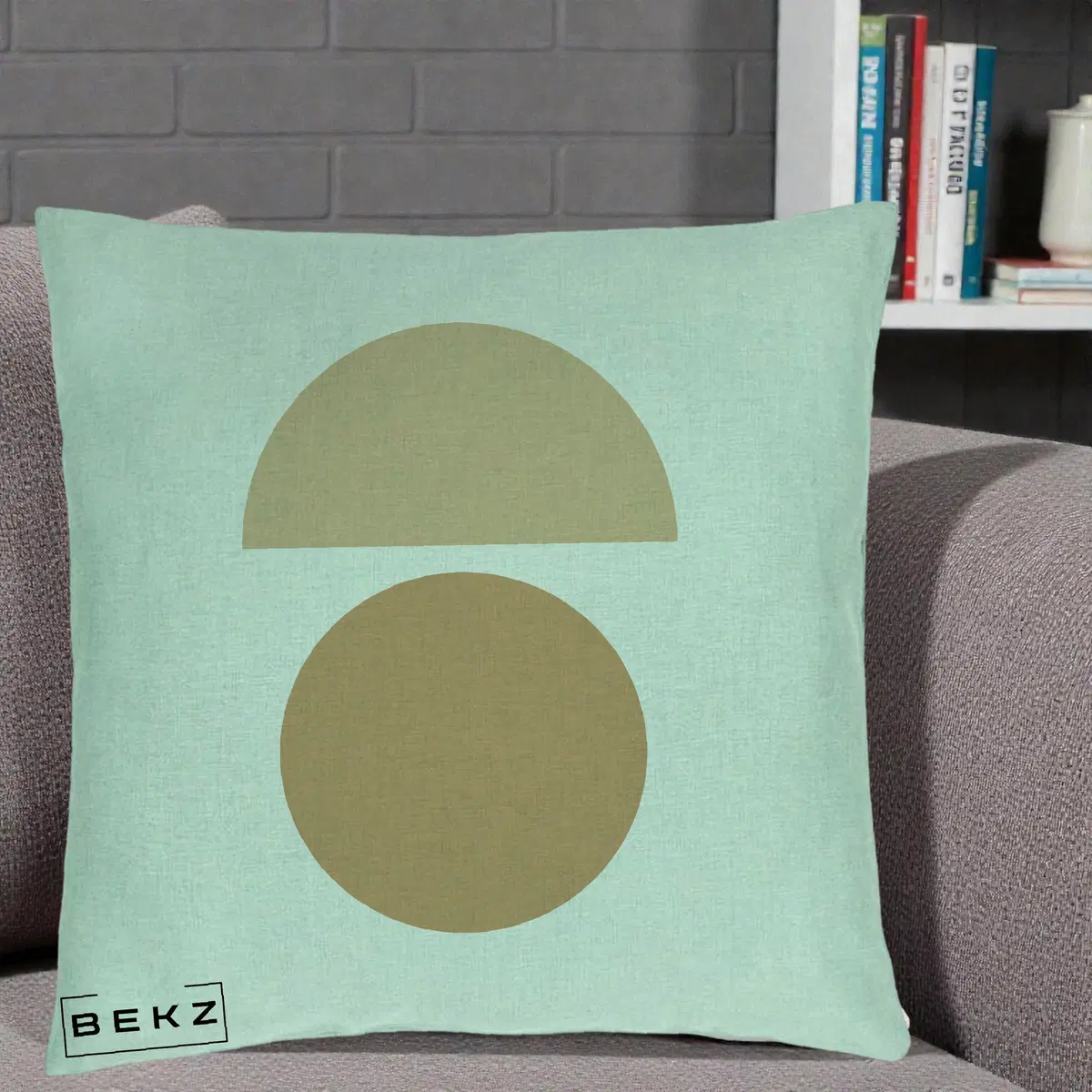 Perna Decorativa Geometric Minimalist Auriu, 40x40 cm, Verde Menta, Husa Detasabila, Perna, BEKZ®