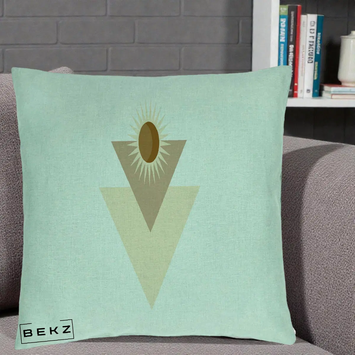 Perna Decorativa Fluture Acuarela Multicolor Portocaliu-Bleu-Mov, 40x40 cm, Verde Menta, Husa Detasabila, Perna, BEKZ®