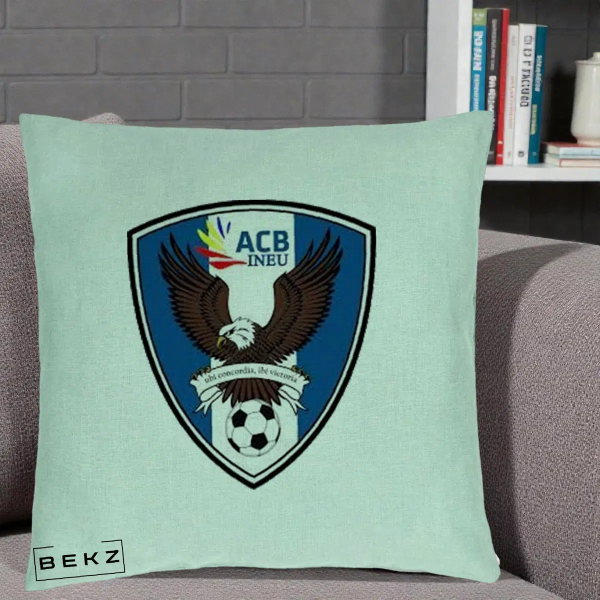 Perna Decorativa ACB Ineu Fotbal, 40x40 cm, Verde Menta, Husa Detasabila, Perna, BEKZ®