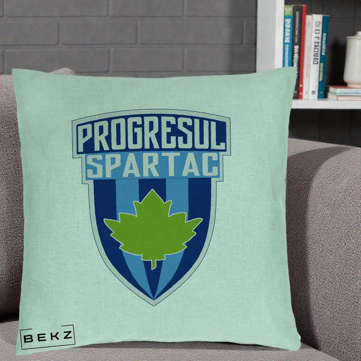 Perna Decorativa Progresul Spartac Fotbal, 40x40 cm, Verde Menta, Husa Detasabila, Perna, BEKZ®