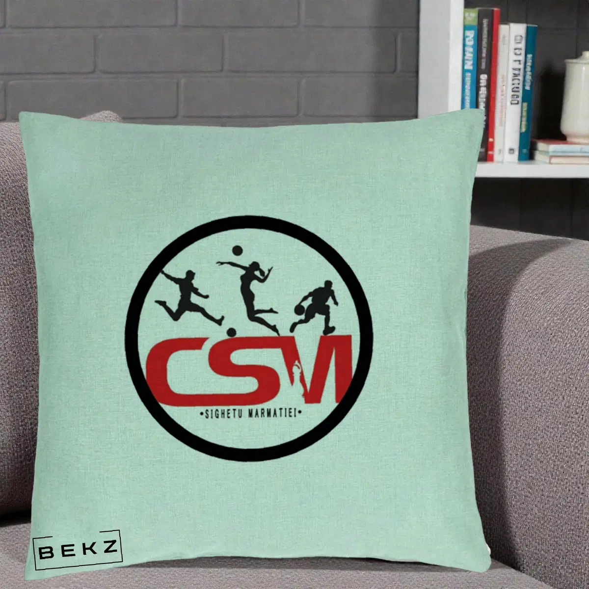 Perna Decorativa CSM Sighetu Marmatiei Sport, 40x40 cm, Verde Menta, Husa Detasabila, Perna, BEKZ®