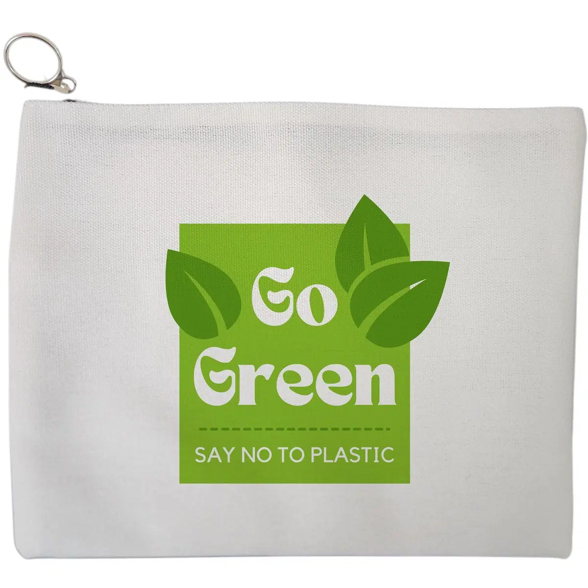 Portfard Cosmetice tip Plic, model Go Green - Say no to plastic, 23x18 cm, Alb, BEKZ®
