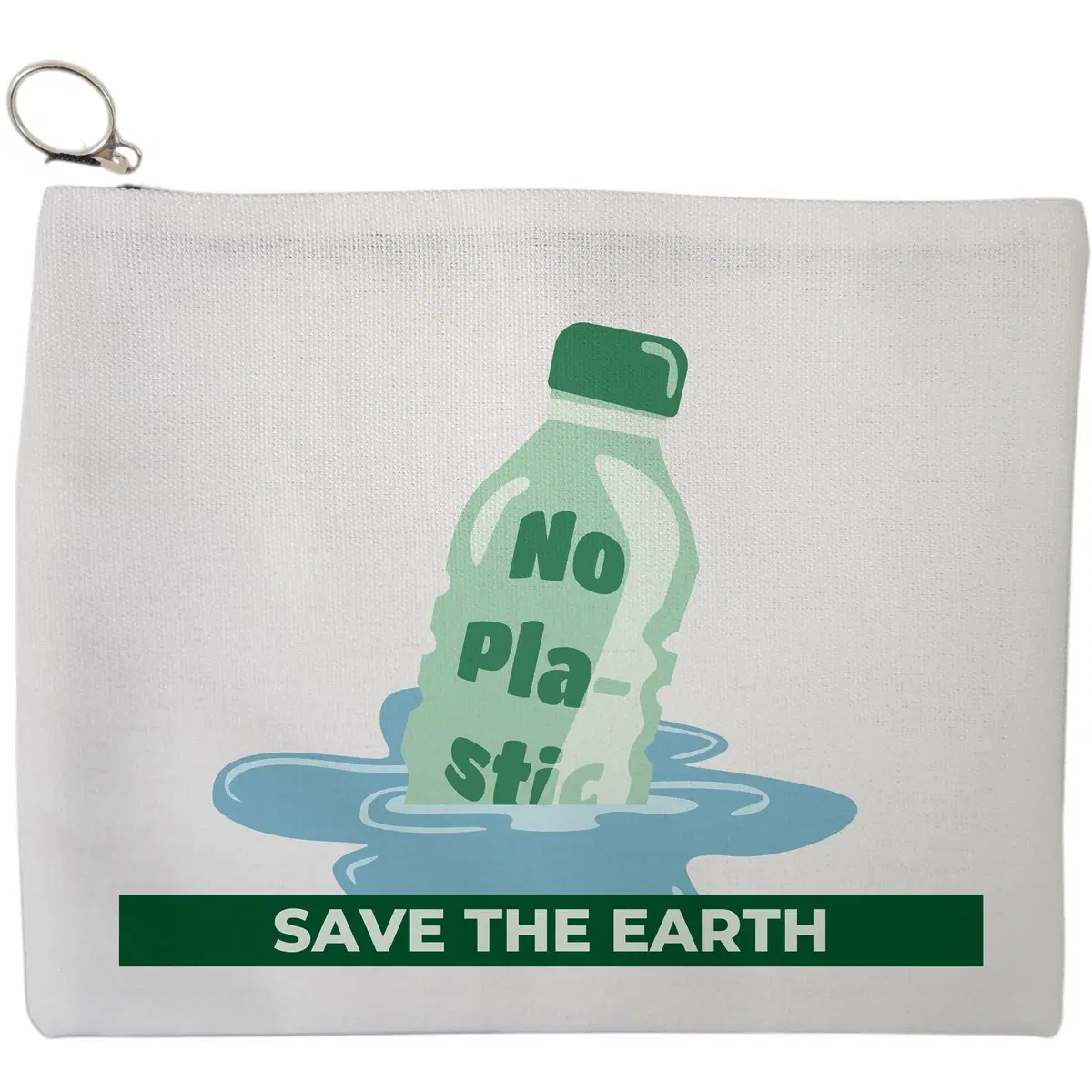 Portfard Cosmetice tip Plic, model No plastic - Save the earth, 23x18 cm, Alb, BEKZ®