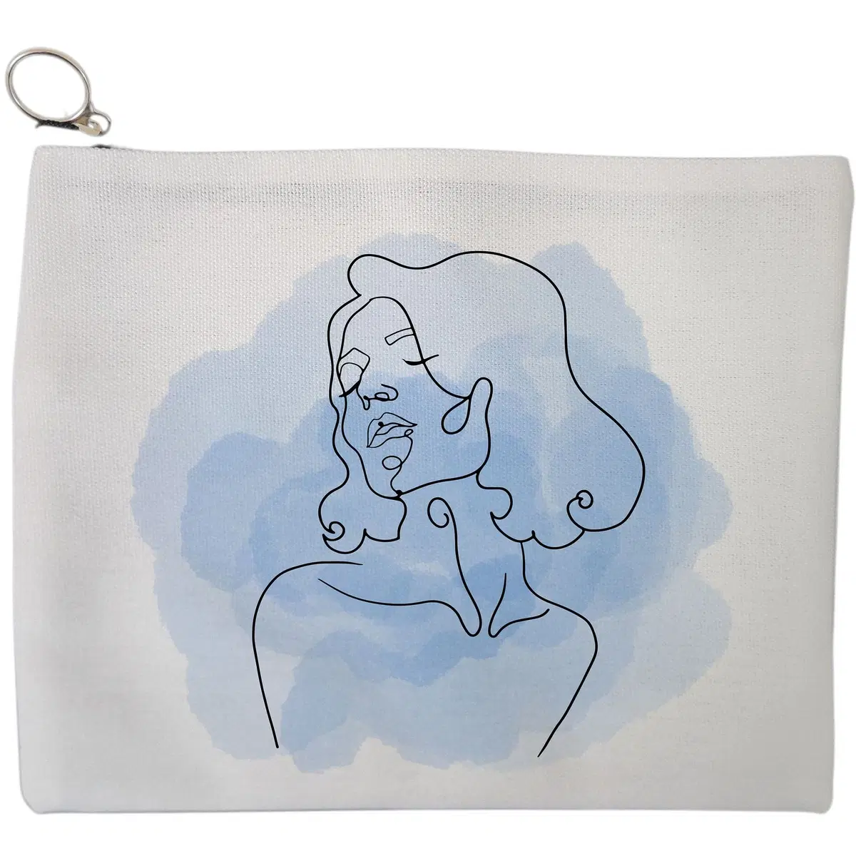 Portfard Cosmetice tip Plic, model Portret Feminin Minimalist, 23x18 cm, Alb, BEKZ®