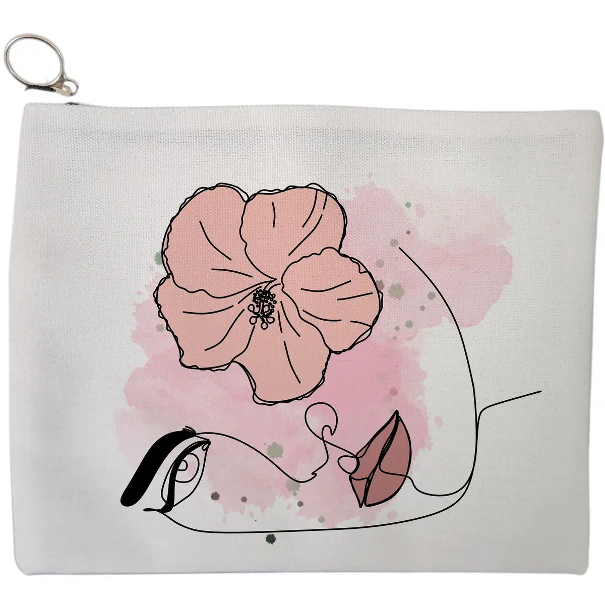 Portfard Cosmetice tip Plic, model Floral Line, 23x18 cm, Alb, BEKZ®