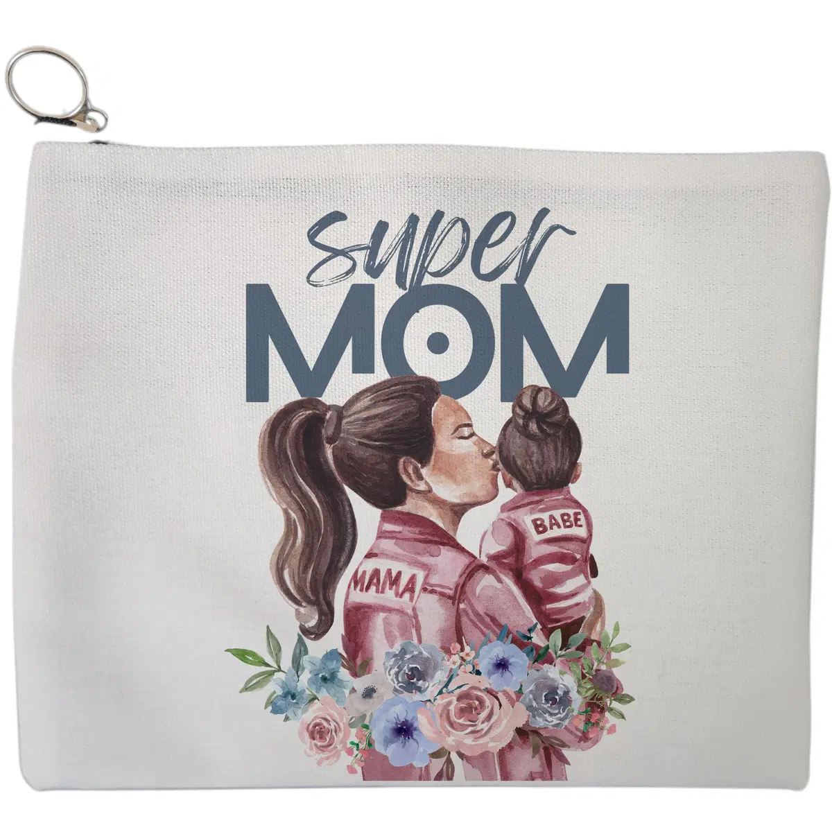 Portfard Cosmetice tip Plic, model Super Mom, 23x18 cm, Alb, BEKZ®