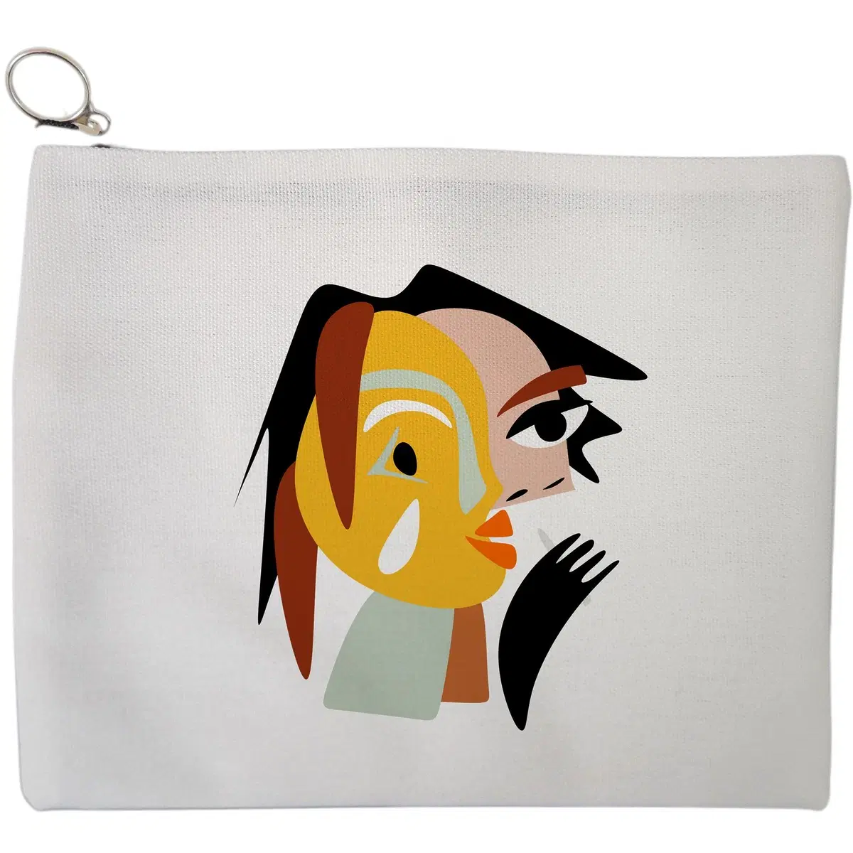 Portfard Cosmetice tip Plic, model Abstract face 2, 23x18 cm, Alb, BEKZ®