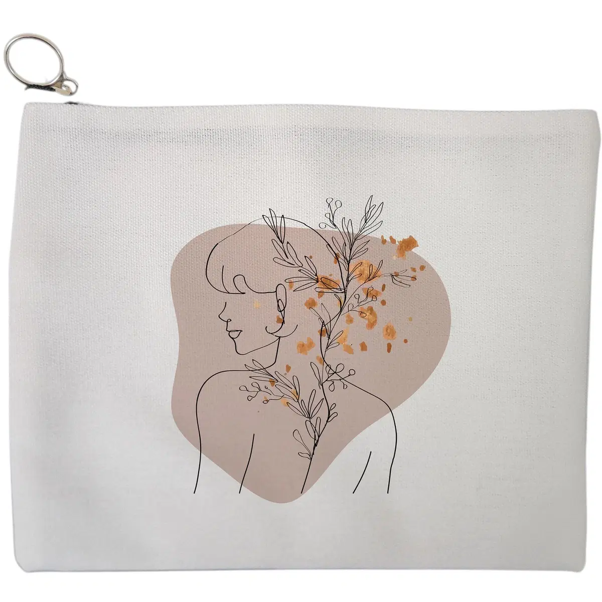 Portfard Cosmetice tip Plic, model Flower Girl, 23x18 cm, Alb, BEKZ®