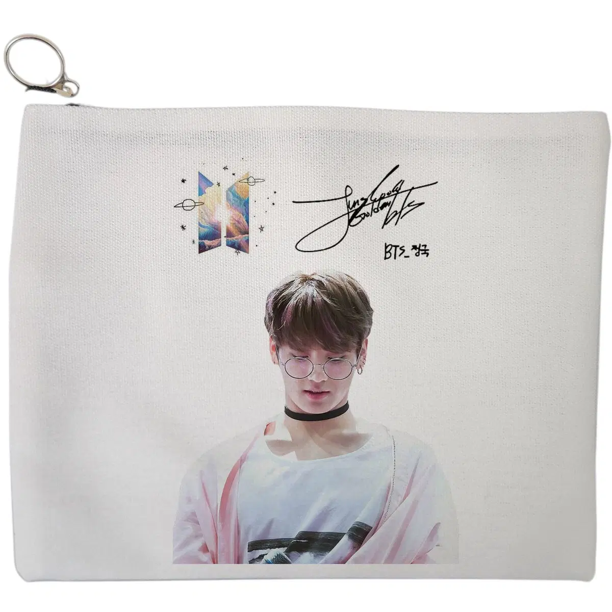 Portfard Cosmetice tip Plic, model BTS Jungkook 2, 23x18 cm, Alb, BEKZ®