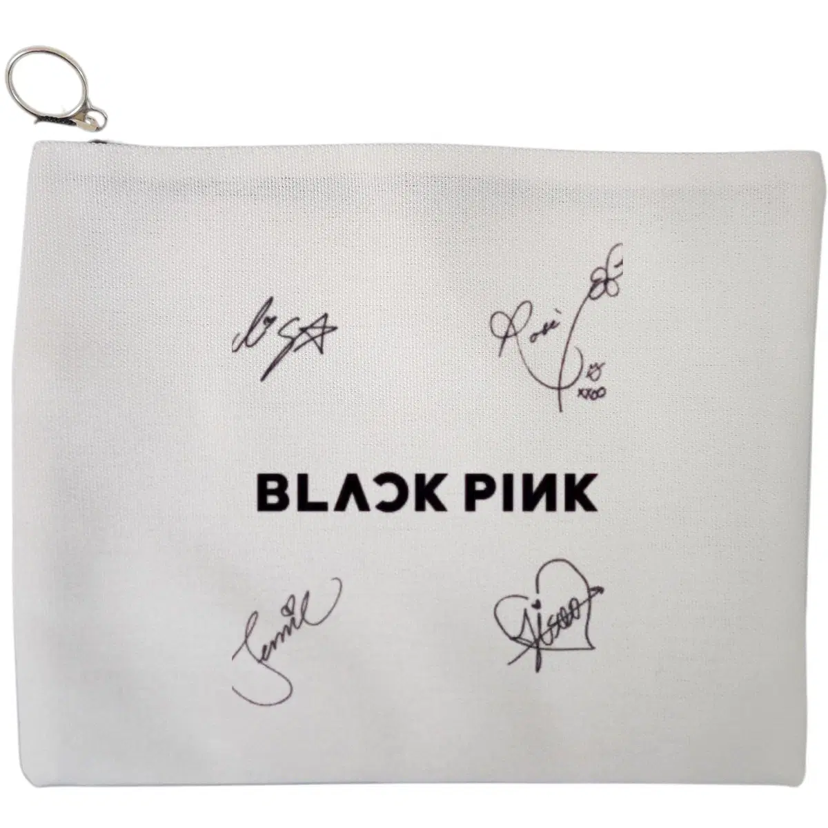 Portfard Cosmetice tip Plic, model Blackpink 8 cu semnaturii, 23x18 cm, Alb, BEKZ®