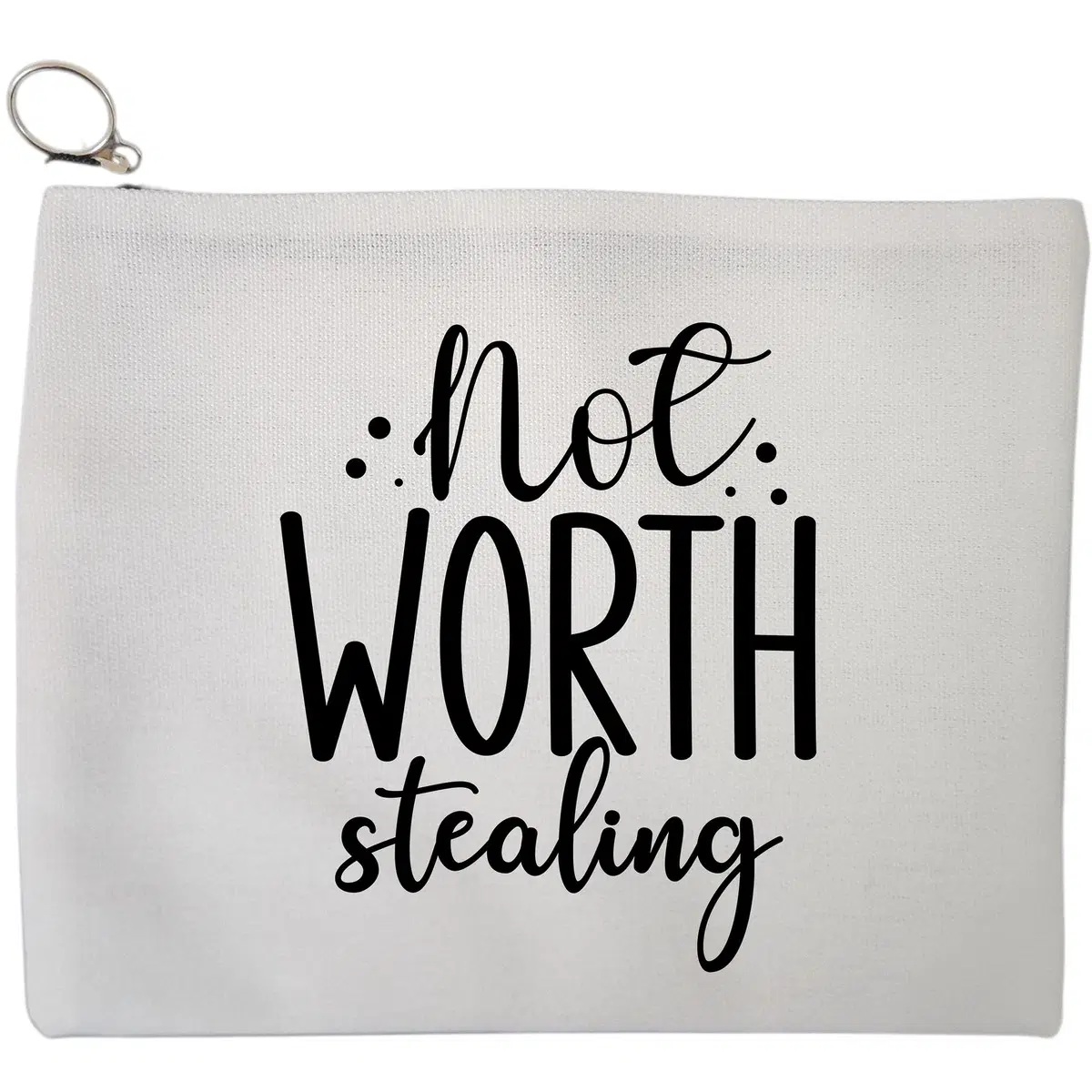 Portfard Cosmetice tip Plic, model Not worth stealing, 23x18 cm, Alb, BEKZ®