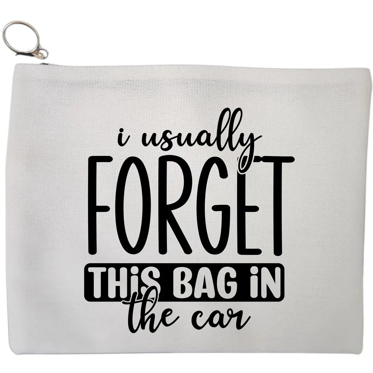 Portfard Cosmetice tip Plic, model I usually forget this bag in the car, 23x18 cm, Alb, BEKZ®