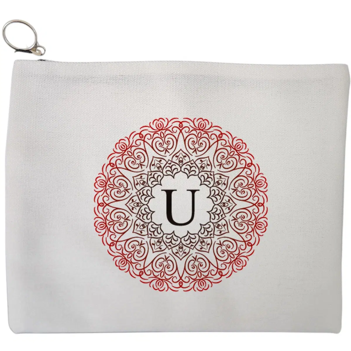 Portfard Cosmetice tip Plic, Cu litera U si Mandala, 23x18 cm, Alb, BEKZ®