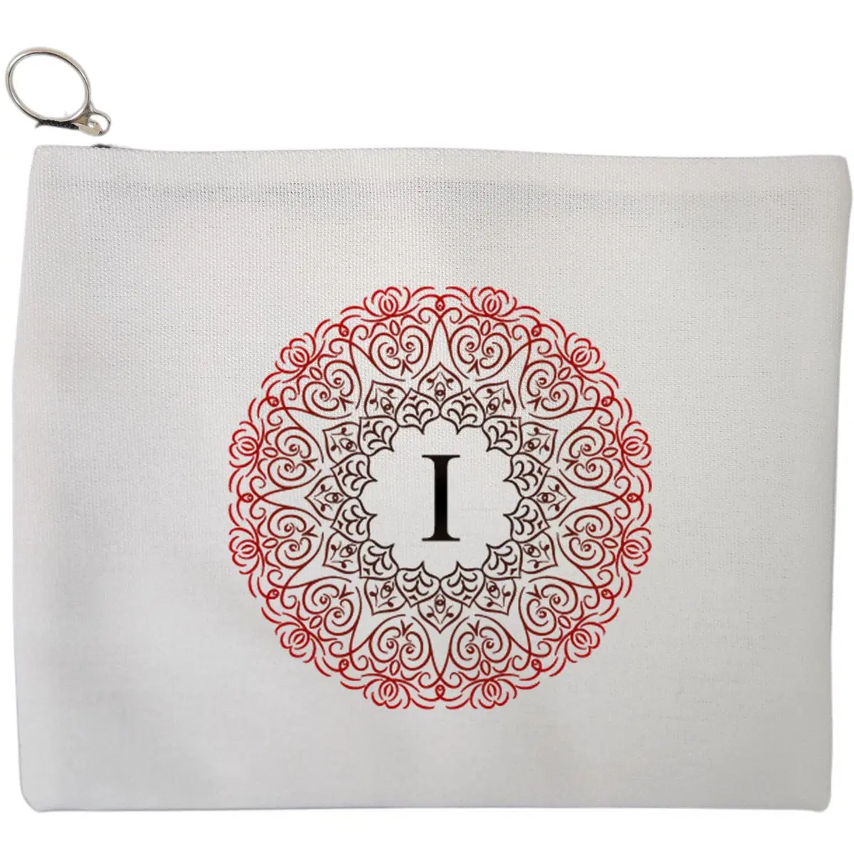 Portfard Cosmetice tip Plic, Cu litera I si Mandala, 23x18 cm, Alb, BEKZ®