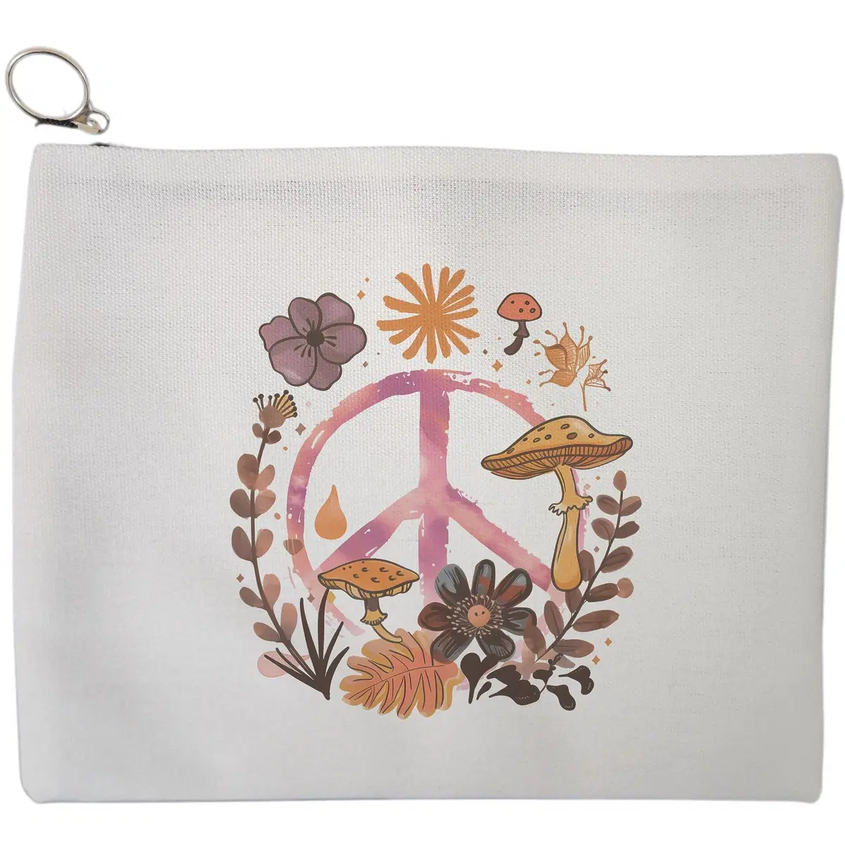 Portfard Cosmetice tip Plic Colorful Mushrooms 9, 23x18 cm, Alb, BEKZ®
