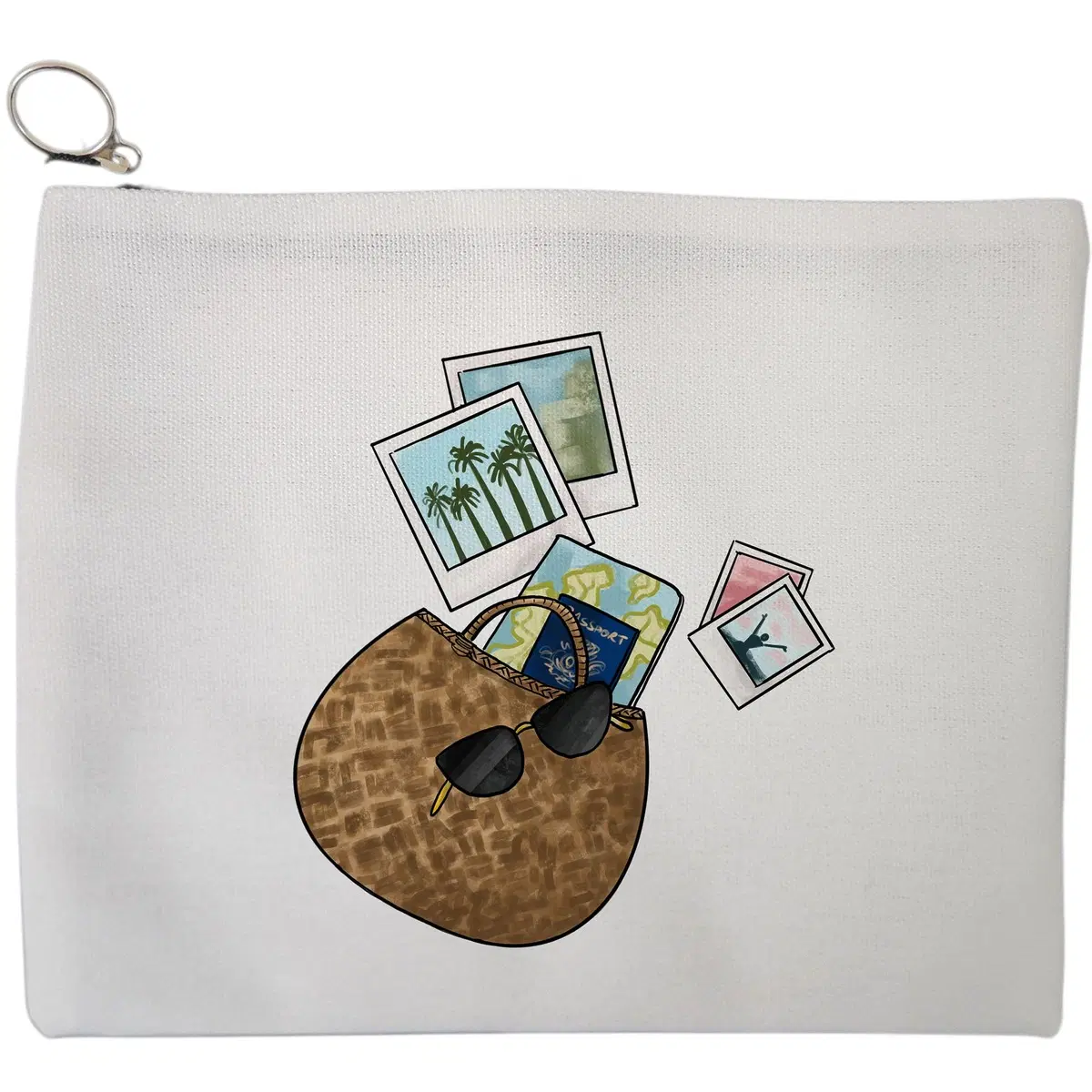 Portfard Cosmetice tip Plic Travel Girl 12, 23x18 cm, Alb, BEKZ®