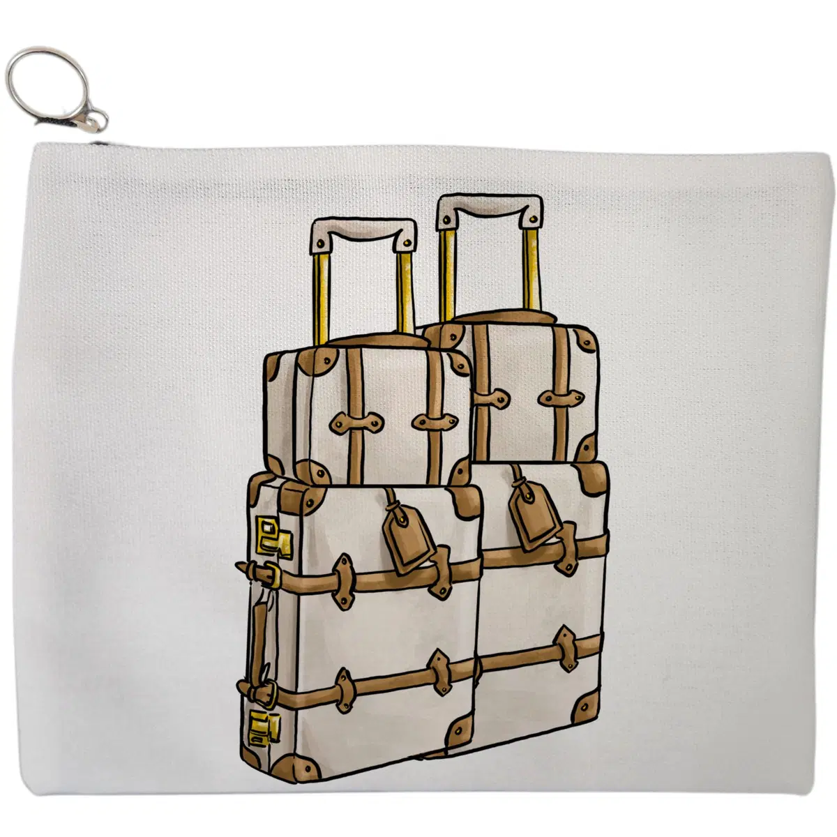 Portfard Cosmetice tip Plic, model Vintage Luggage, 23x18 cm, Alb, BEKZ®