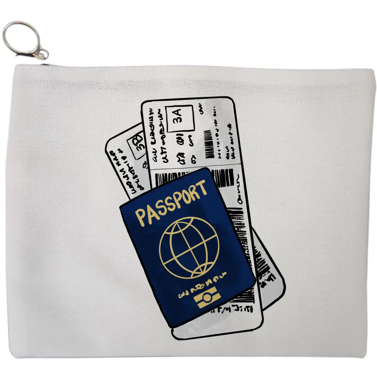 Portfard Cosmetice tip Plic, model Passport And Tickets, 23x18 cm, Alb, BEKZ®
