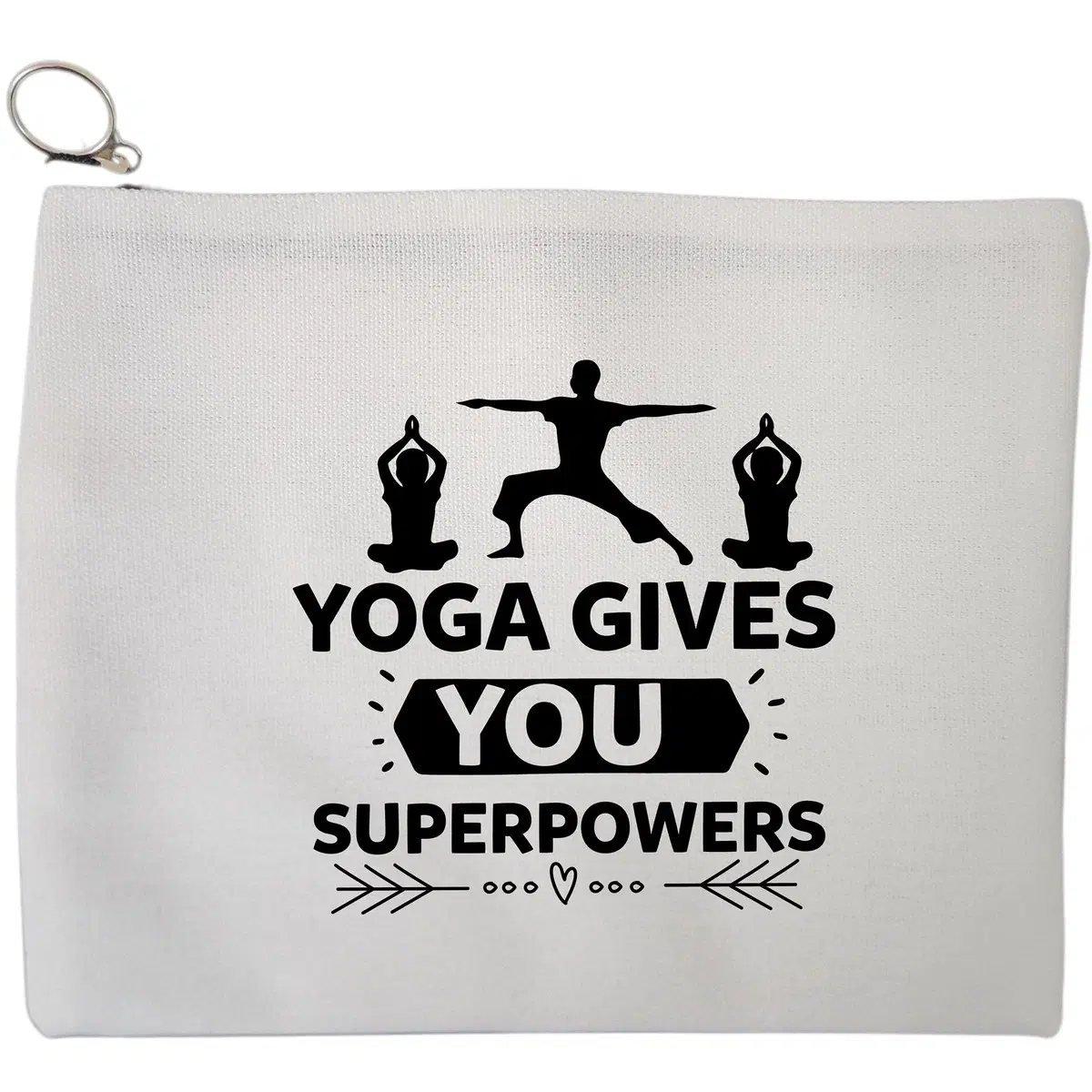 Portfard Cosmetice tip Plic Yoga gives you super powers, 23x18 cm, Alb, BEKZ®
