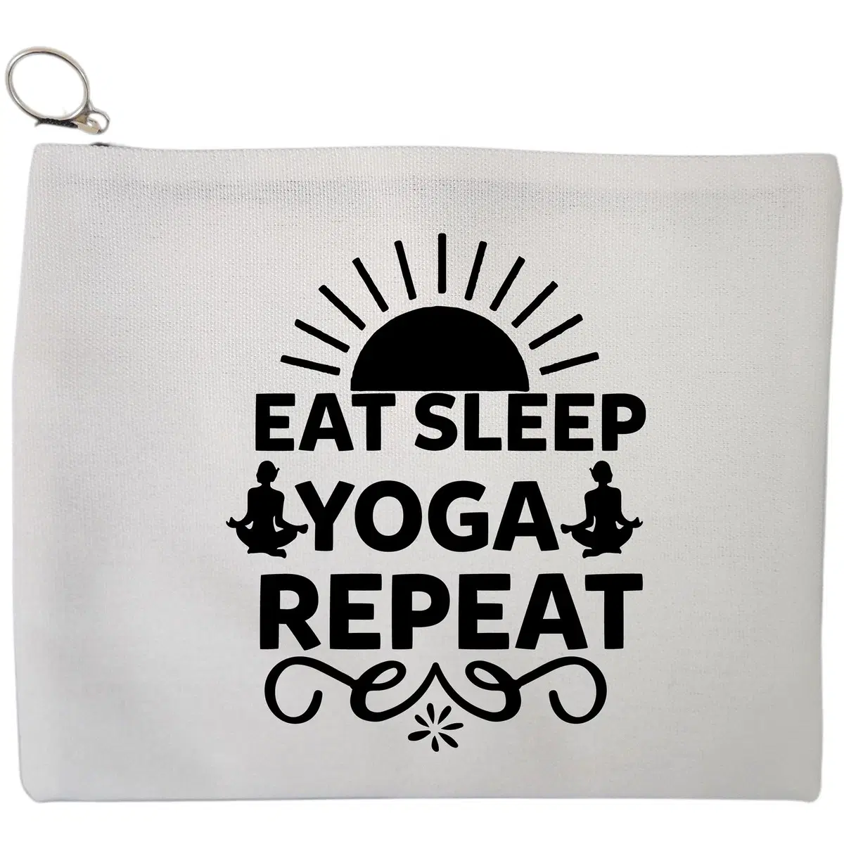 Portfard Cosmetice tip Plic Yoga Eat Sleap Yoga Repeat, 23x18 cm, Alb, BEKZ®