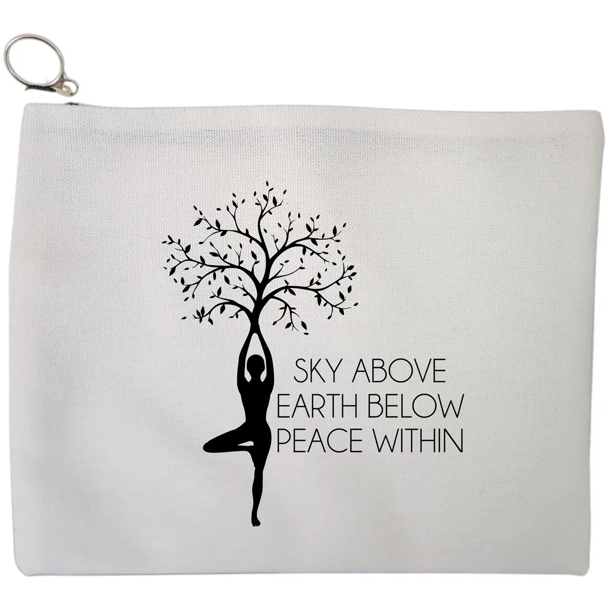 Portfard Cosmetice tip Plic Yoga Sky above earth peace within, 23x18 cm, Alb, BEKZ®