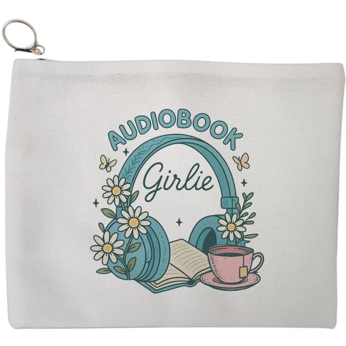 Portfard Cosmetice tip Plic, model Audiobook Girlie, 23x18 cm, Alb, BEKZ®