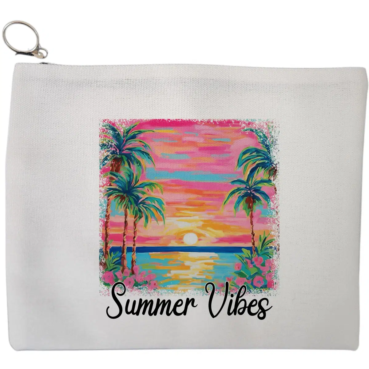Portfard Cosmetice tip Plic, model Summer Vibes, 23x18 cm, Alb, BEKZ®