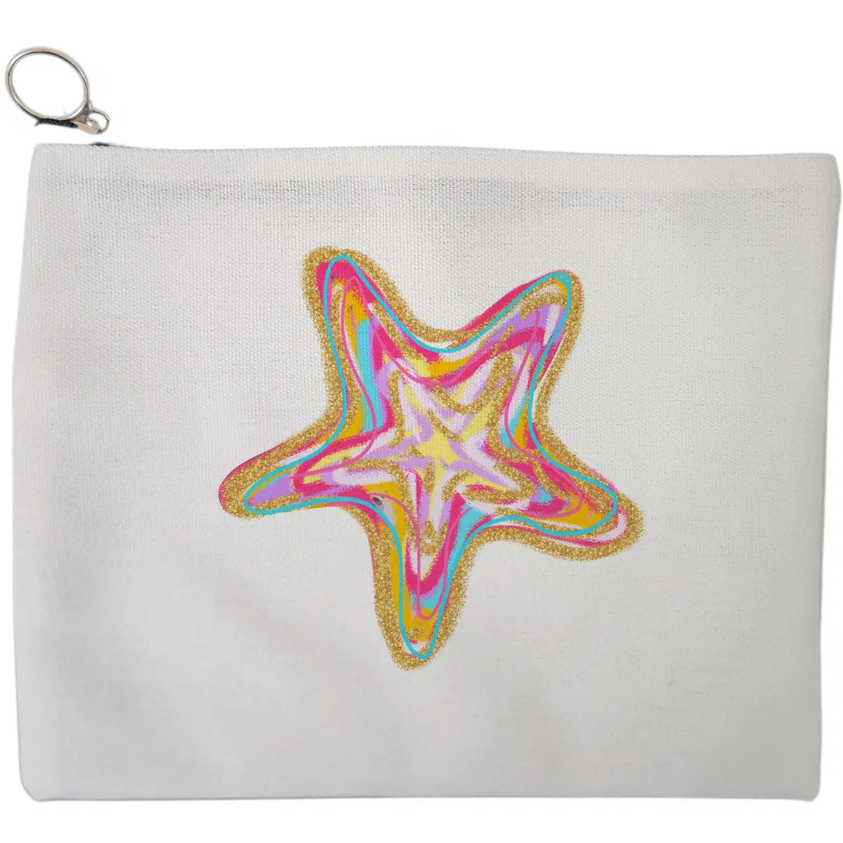 Portfard Cosmetice tip Plic, model Cosmic Starfish, 23x18 cm, Alb, BEKZ®