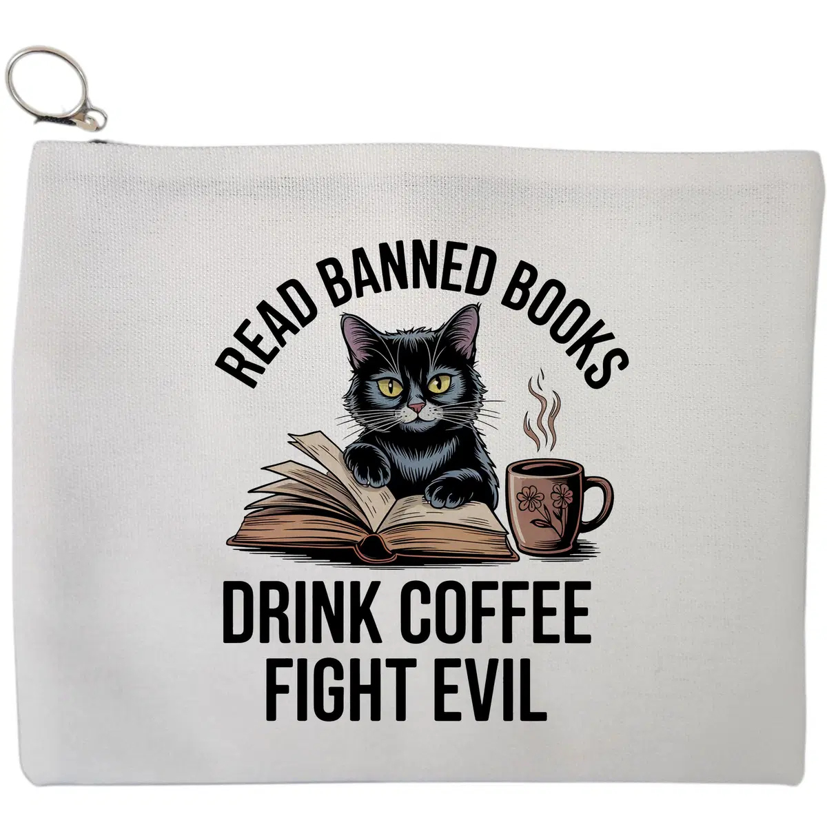 Portfard Cosmetice tip Plic, model Read Banned Books, 23x18 cm, Alb, BEKZ®