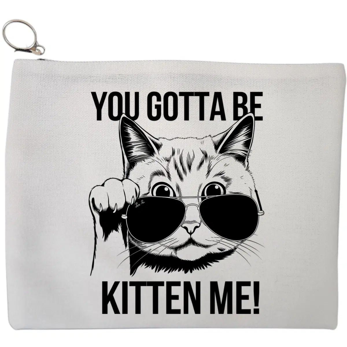Portfard Cosmetice tip Plic, model You Gotta Be Kitten Me, 23x18 cm, Alb, BEKZ®