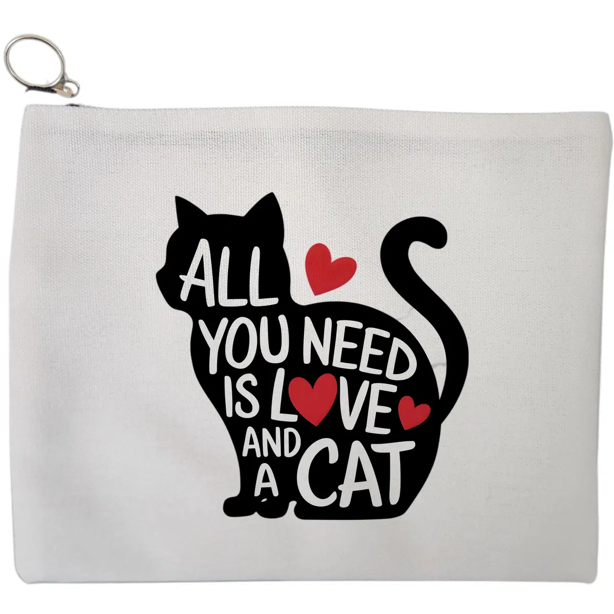 Portfard Cosmetice tip Plic, model All You Need Is A Cat, 23x18 cm, Alb, BEKZ®