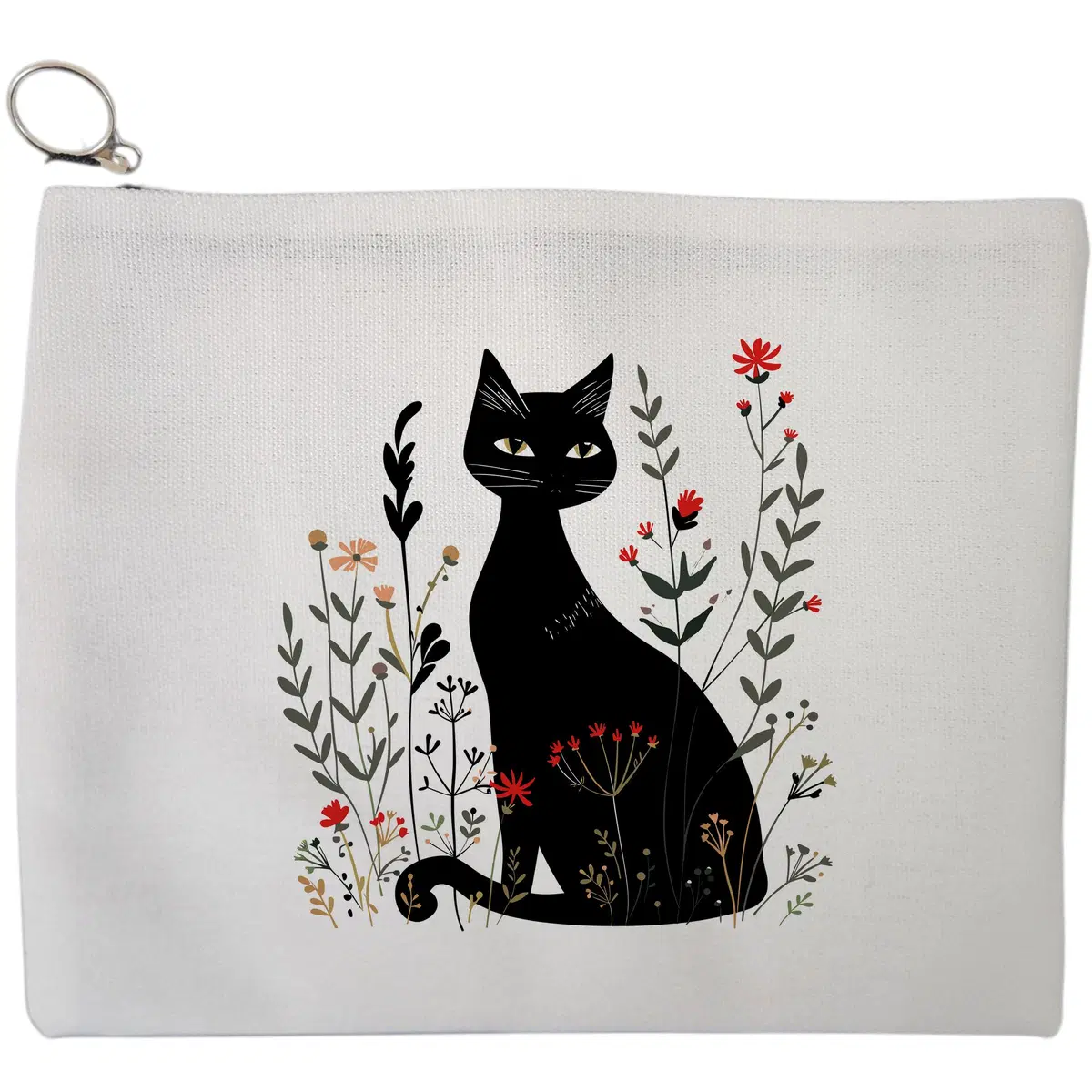 Portfard Cosmetice tip Plic, model Cat In The Garden, 23x18 cm, Alb, BEKZ®