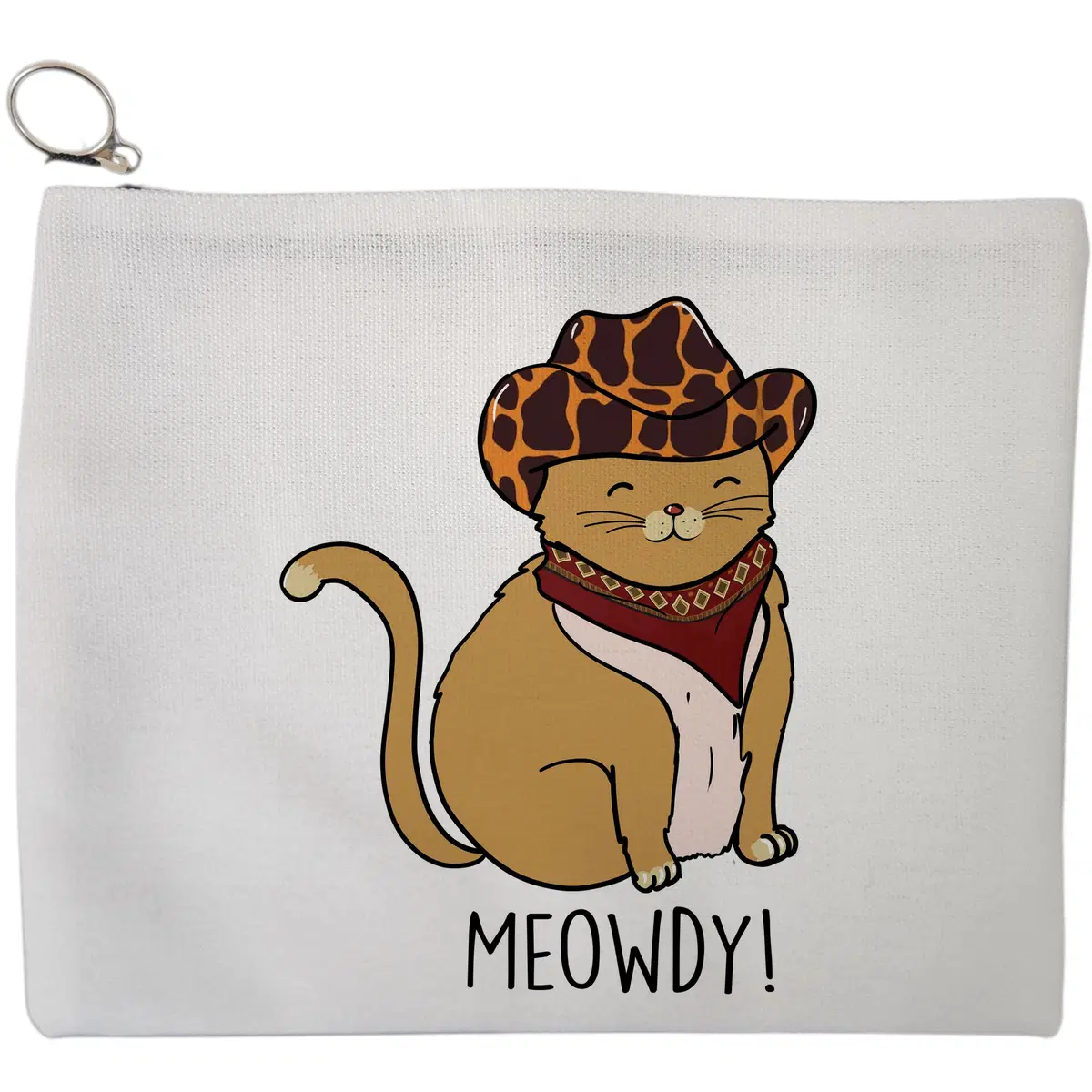 Portfard Cosmetice tip Plic, model Meowdy Cowboy, 23x18 cm, Alb, BEKZ®