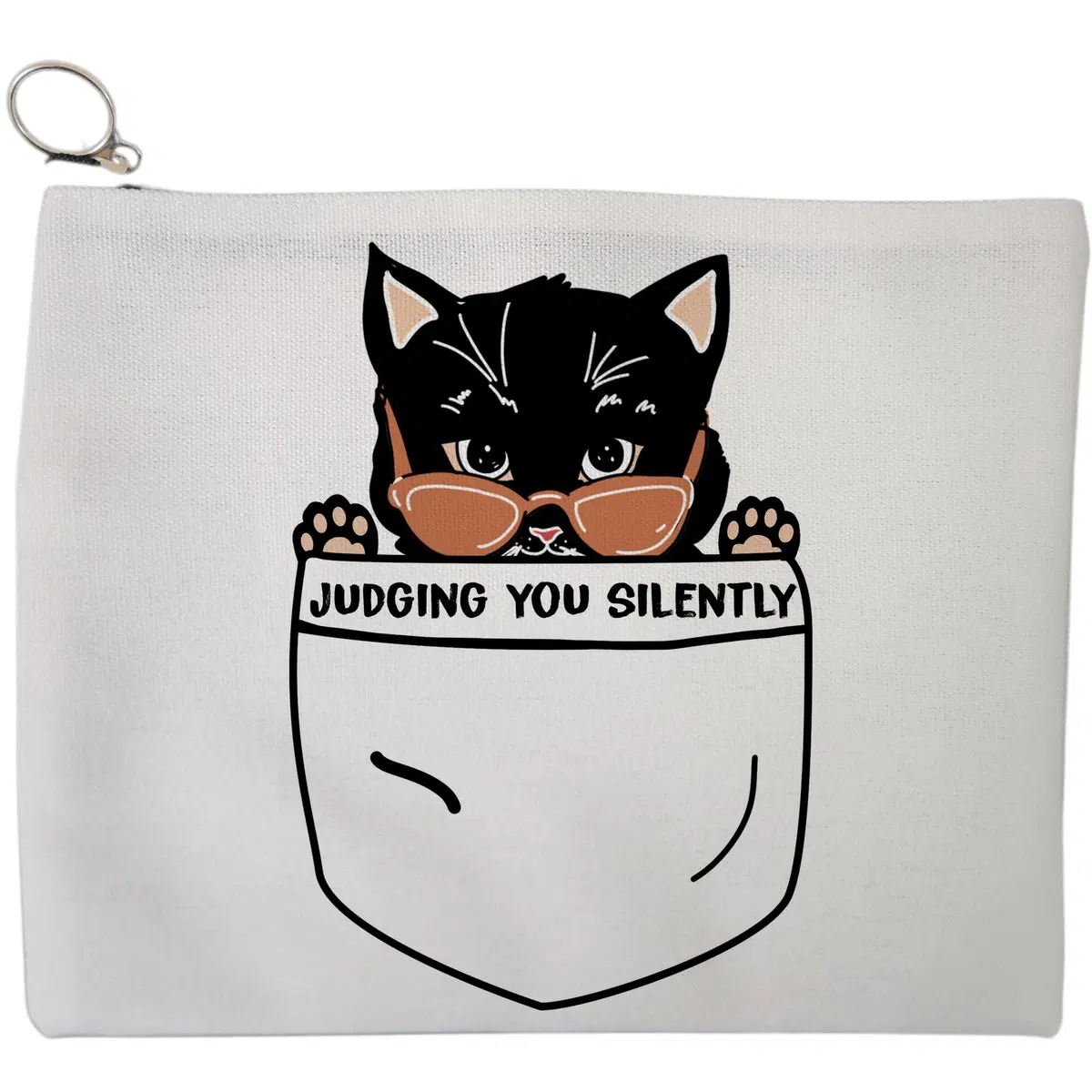 Portfard Cosmetice tip Plic, model Judging You Silently, 23x18 cm, Alb, BEKZ®