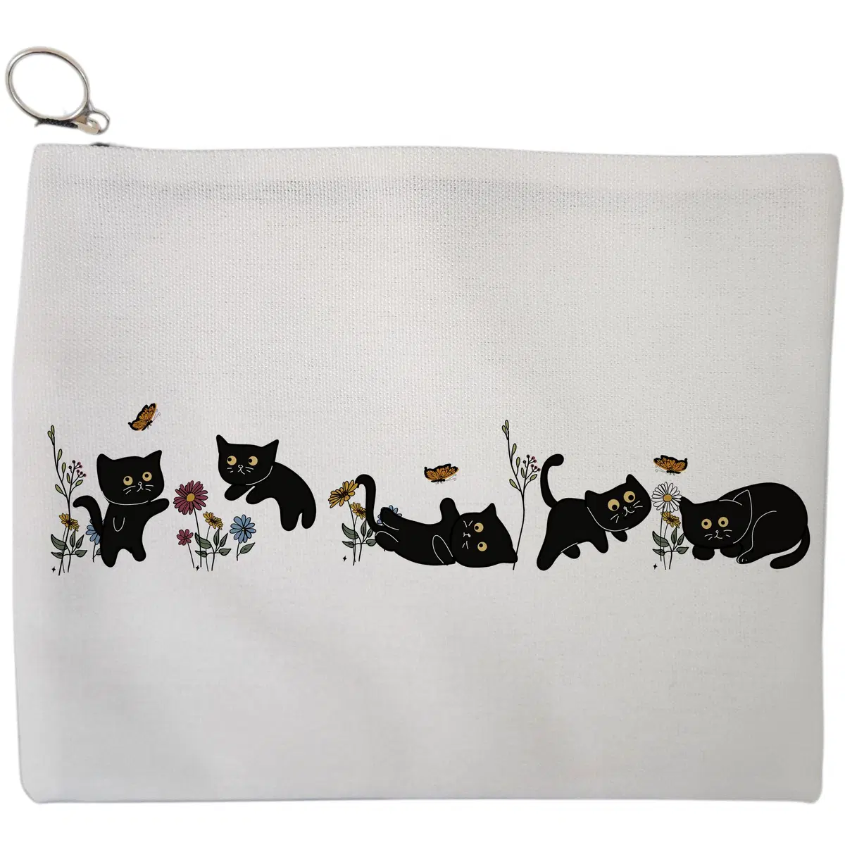 Portfard Cosmetice tip Plic, model Playful Kittens, 23x18 cm, Alb, BEKZ®