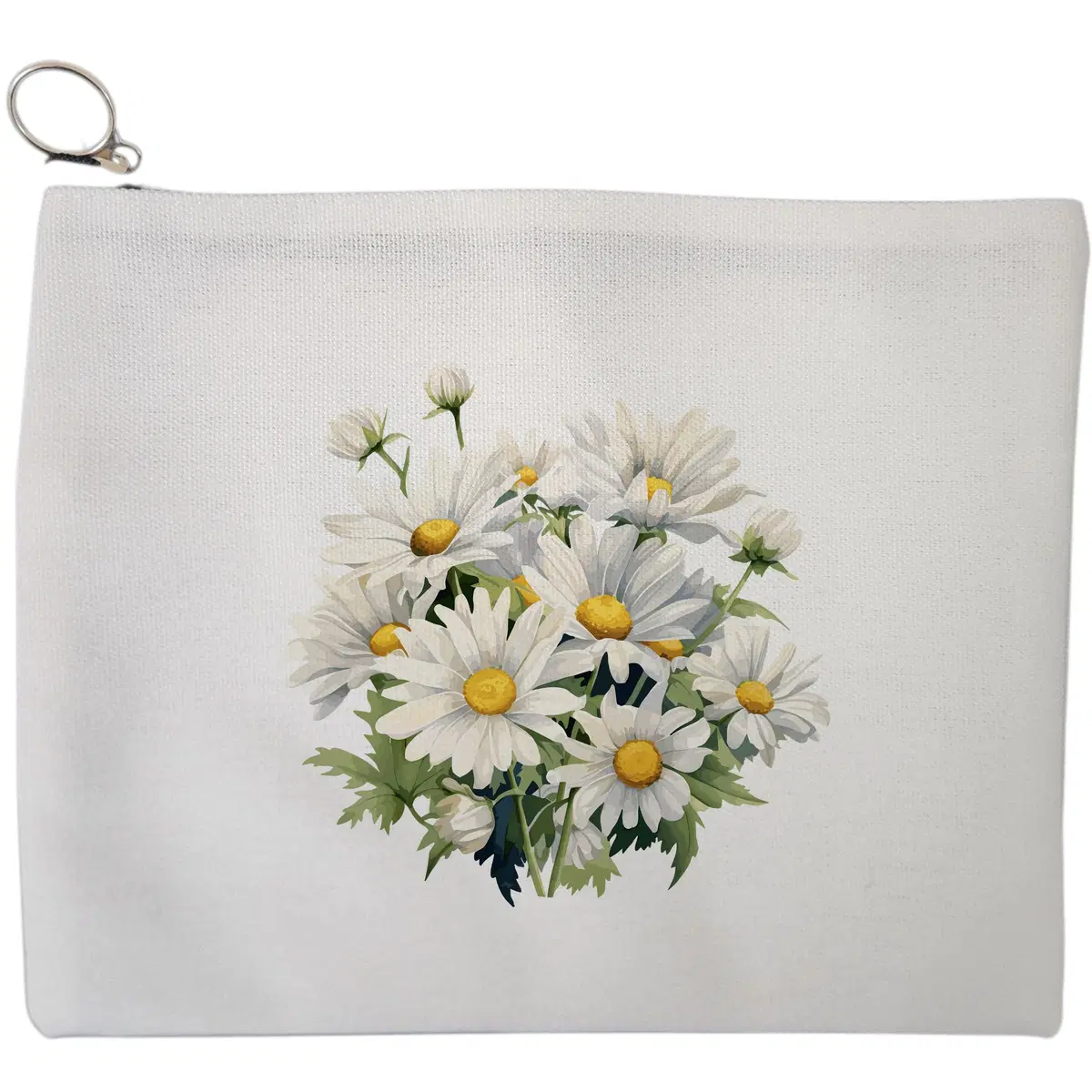 Portfard Cosmetice tip Plic, model Daisy Bouquet, 23x18 cm, Alb, BEKZ®