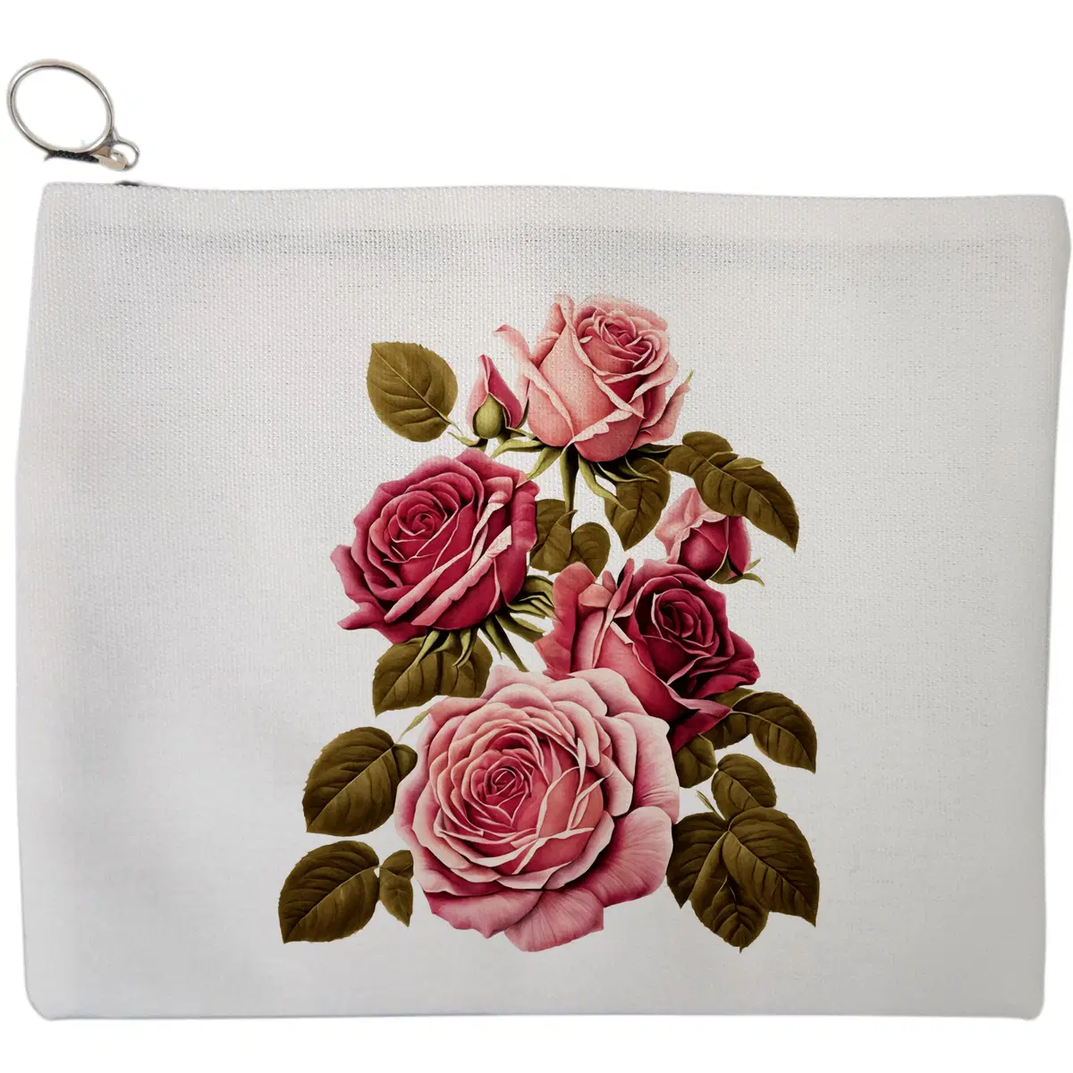 Portfard Cosmetice tip Plic, model Rose Bouquet, 23x18 cm, Alb, BEKZ®