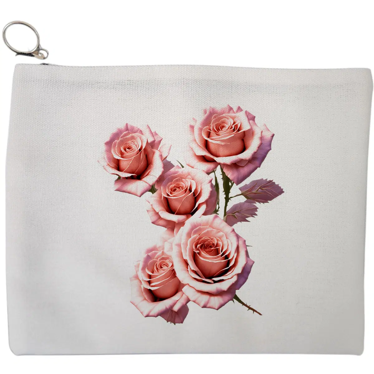 Portfard Cosmetice tip Plic, model Blush Roses, 23x18 cm, Alb, BEKZ®